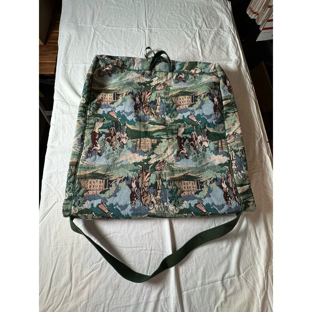 Vintage Gloria Rae Tapestry Garment Bag Made In USA‎ Golf Scene Luggage Carrier